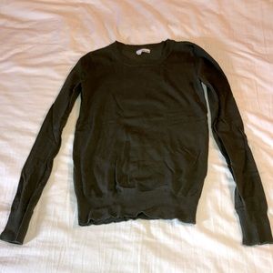 Army Green Plain Crew-Neck Sweater